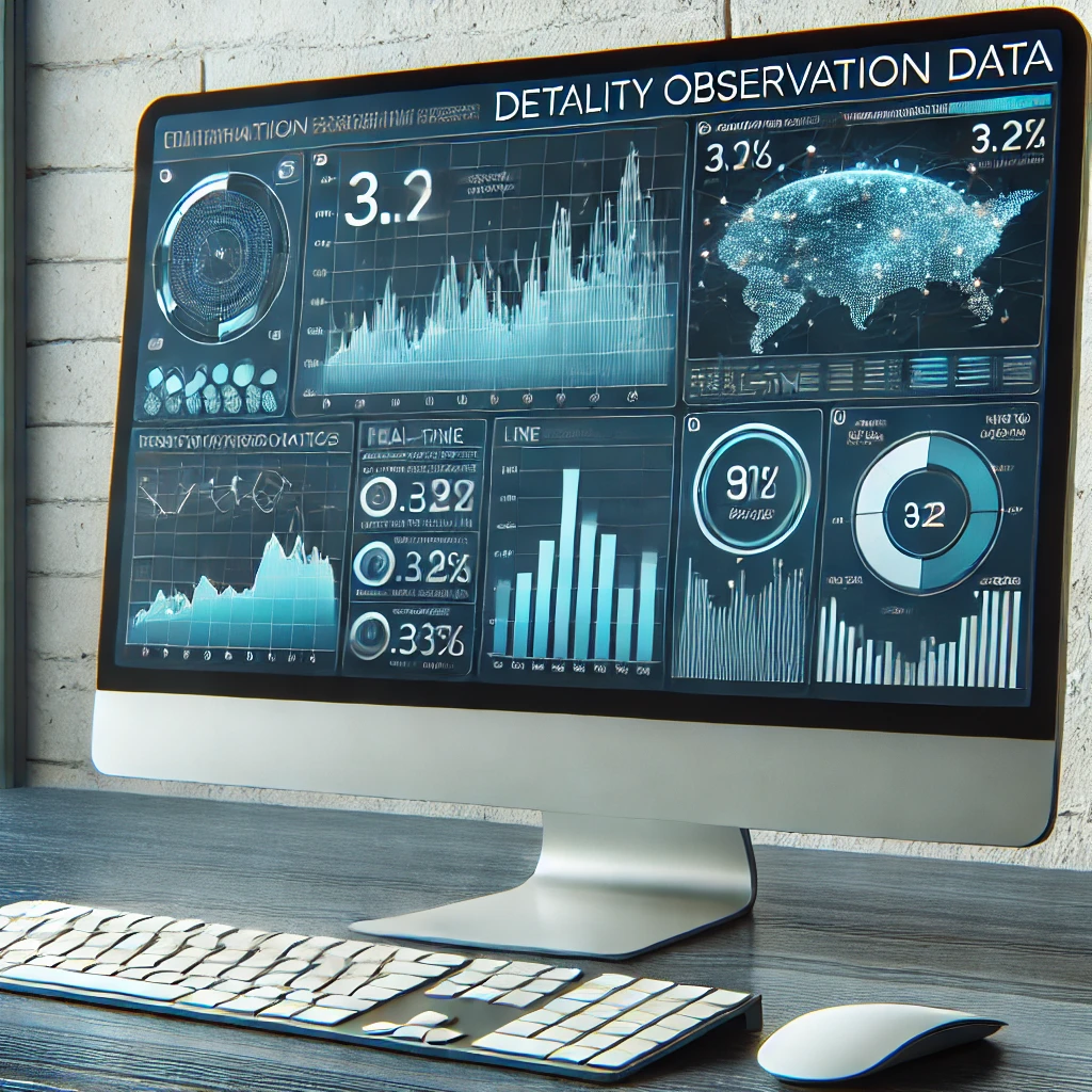 DALL·E 2025-02-25 15.02.14 – A modern computer screen displaying detailed observation data, with graphs, charts, and numerical data visible. The screen shows a dynamic dashboard w
